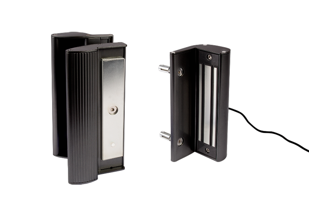 Surface mounted electromagnetic lock with integrated pull/push handles