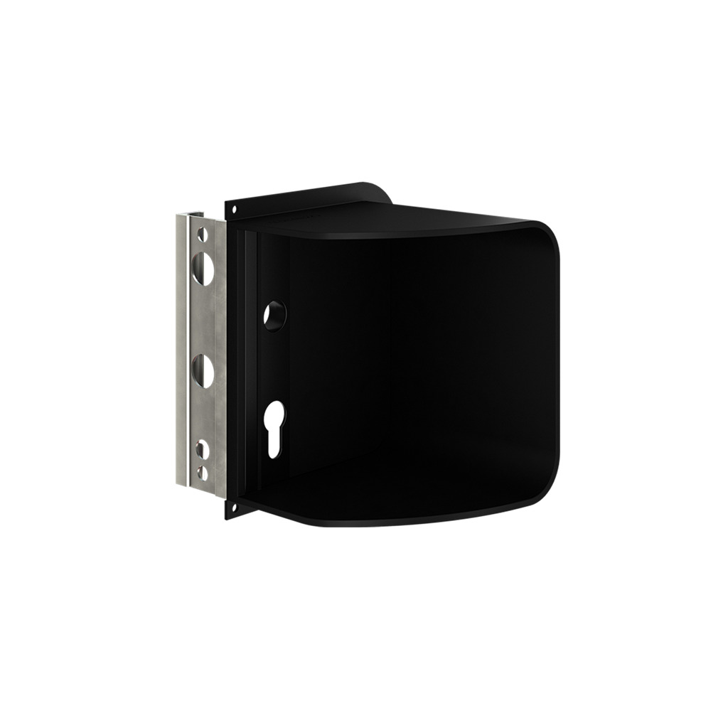 Security shroud for surface mounted locks with free exit configuration Security shroud for surface mounted locks with free exit configuration