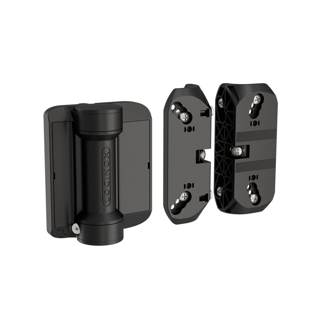 180° Spring hinge mounted with self-drilling screws  180° Spring hinge mounted with self-drilling screws