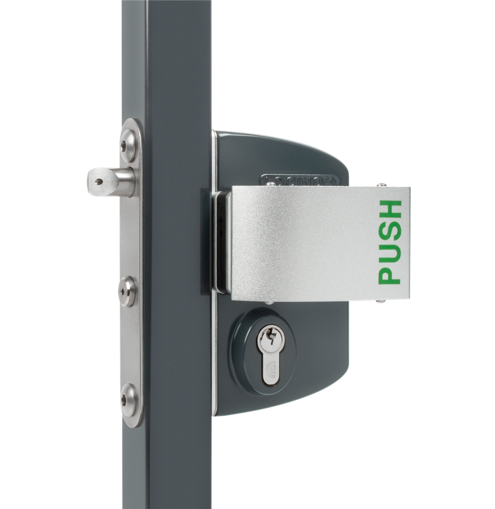 Surface mounted anti-panic gate lock