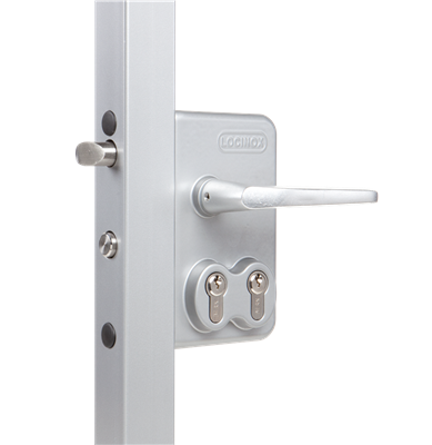 Surface mounted double cylinder gate lock for swing gates