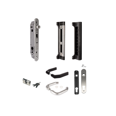 Complete insert lock set with keep for metal, vinyl or aluminum gates Complete insert lock set with keep for metal, vinyl or aluminum gates