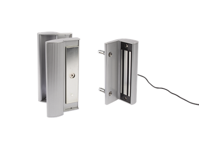 Surface mounted electromagnetic lock with integrated pull/push handles