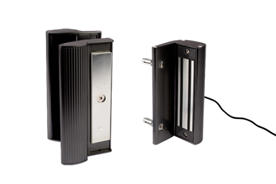Surface mounted electromagnetic lock with integrated pull/push handles