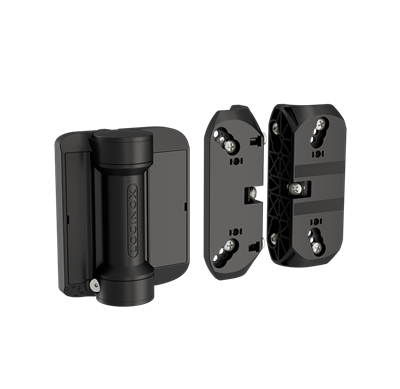 180° Spring hinge mounted with self-drilling screws  180° Spring hinge mounted with self-drilling screws