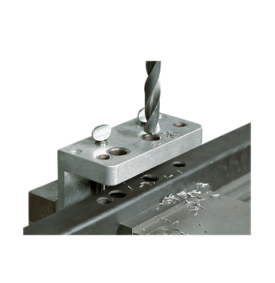 Drilling jig for swing gate locks Drilling jig for swing gate locks