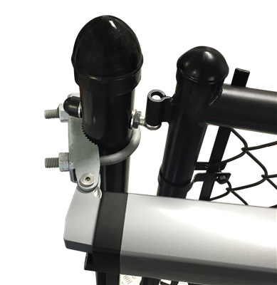 Galvanized bracket to mount Samson-2 to chain link fence