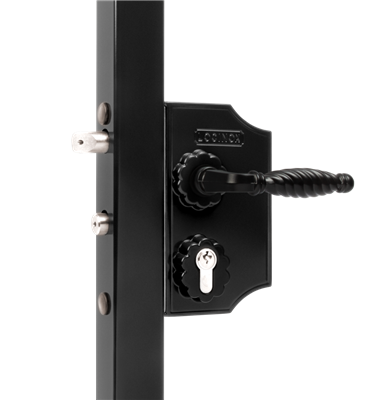 Large surface mounted ornamental gate lock