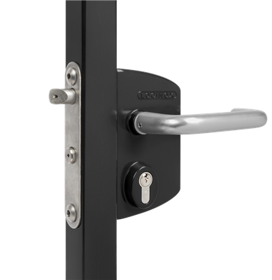 Surface mounted anti-panic gate lock