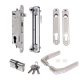 Complete Fiftylock insert set with keep for metal, PVC or aluminum gates